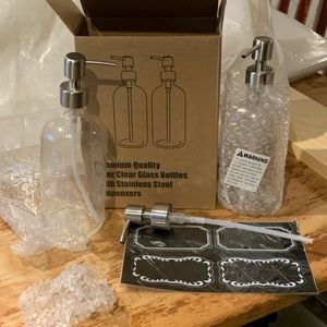 New in box Glass Pump Bottles